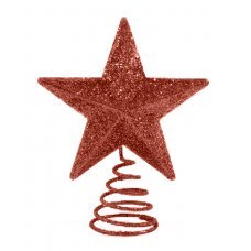 Χριστουγεννιάτικη Κορυφή Δέντρου Αστέρι Κόκκινο με Ελατήριο (12cm)